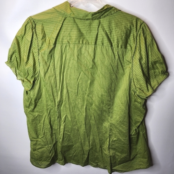 Lane Bryant Blouse Pinstripe Capped Sleeve Green Lightweight Plus Size 26 - Picture 3 of 11